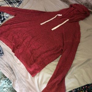 Red Heather Cropped Hoodie